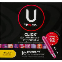 U by Kotex Tampons, Regular, Unscented, Compact