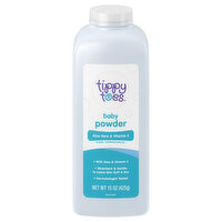 Tippy Toes Baby Powder, Aloe Vera & Vitamin E, Pure Cornstarch - 15 Ounce 