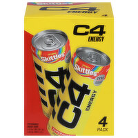 C4 Energy Drink, Performance, Zero Sugar, Original Skittles, 4 Pack - 4 Each 