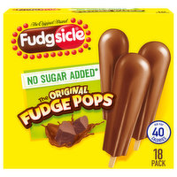 Fudgsicle Frozen Dairy Dessert Pops, No Sugar Added, The Original Fudge Pops, 18 Pack - 18 Each