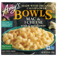 Amy's Frozen Bowls, Mac & 3 Cheese with Cauliflower, Gluten Free, 8.25 oz.