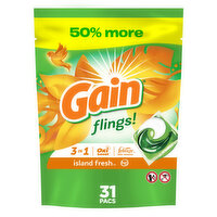 Gain flings Laundry Detergent Soap Pacs, Island Fresh - 31 Each 