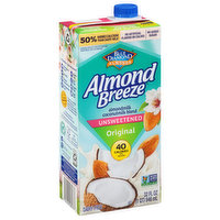 Almond Breeze Almond Beverage, Original, Unsweetened - 32 Fluid ounce 