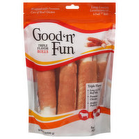 Good 'n' Fun Dog Snacks, Rolls, Triple Flavor - 6 Each 