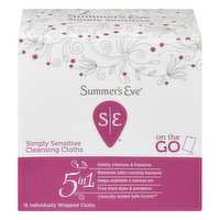 Summers Eve Cleansing Cloths, Simply Sensitive, On the Go - 16 Each 