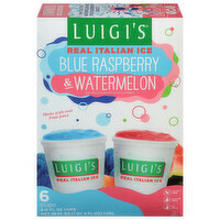 Luigi's Real Italian Ice, Blue Raspberry & Watermelon - 6 Each 