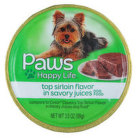 Paws Happy Life Dog Food, Top Sirloin Flavor in Savory Juices