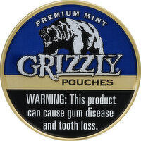 Grizzly Snuff, Moist, Premium Mint, Pouches - 0.84 Ounce 