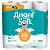 Angel Soft Bathroom Tissue, Unscented, Mega Rolls, 2-Ply - 24 Each
