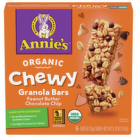 Annie's Granola Bars, Organic, Peanut Butter Chocolate Chip, Chewy - 6 Each 