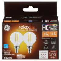 GE Light Bulbs, LED, Candelabra, Soft White, Clear, 4.5 Watts