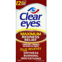 Clear Eyes Eye Drops, Maximum Redness Relief - 0.5 Ounce 