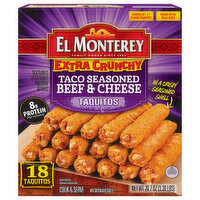 El Monterey Taquitos, Beef & Cheese, Taco Seasoned, Extra Crunchy - 18 Each 