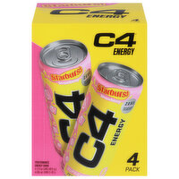 C4 Energy Drink, Performance, Zero Sugar, Starburst Strawberry - 4 Each 