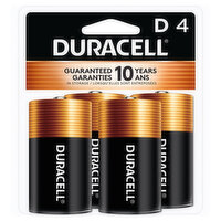 Duracell Batteries, Alkaline, D, 4 Pack - 4 Each 