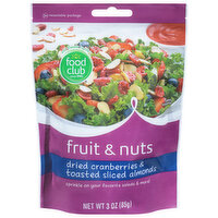 Food Club Fruit & Nuts, Dried Cranberries & Toasted Sliced Almonds - 3 Ounce 