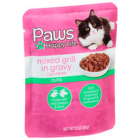 Paws Happy Life Cat Food, Mixed Grill in Gravy, Cuts - 3 Ounce 