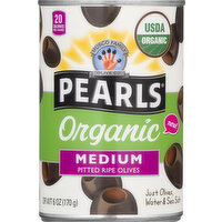 Pearls Ripe Olives, Pitted, Organic, Medium - 6 Ounce 