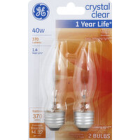 GE Light Bulbs, Crystal Clear, 40 Watts - 2 Each