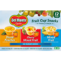 Del Monte Fruit Cup Snacks, No Sugar Added, Family Pack