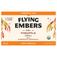 Flying Embers Hard Kombucha, Pineapple Chili - 6 Each