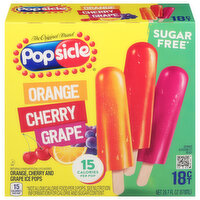 Popsicle Ice Pops, Sugar Free, Orange/Cherry/Grape, 18 Pack