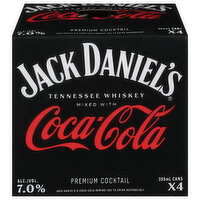 Jack Daniel's Cocktail, Premium, Coca Cola, Tennesse Whiskey - 4 Each 