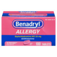 Benadryl Allergy, 25 mg, Tablets - 100 Each 