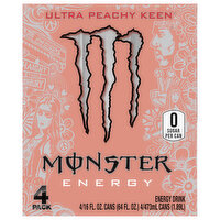 Monster Energy Drink, Ultra Peachy Keen, 4 Pack - 4 Each 