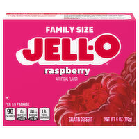 Jell-O Gelatin Dessert, Raspberry, Family Size - 6 Ounce 