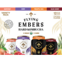 Flying Embers Hard Kombucha, Variety Pack, 12 Pack - 12 Each 