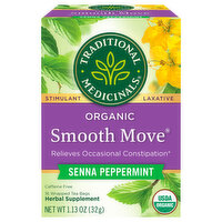 Traditional Medicinals Herbal Supplement, Organic, Senna Peppermint, Smooth Move, Tea Bags - 1.13 Ounce 