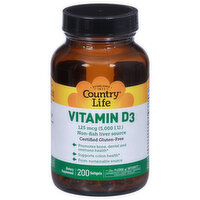 Country Life Vitamin D3, 125 mcg, Softgels - 200 Each 