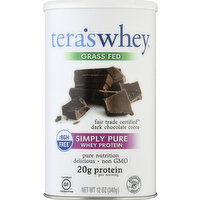 Tera's Whey Whey Protein, Dark Chocolate Cocoa, Simply Pure, Grass Fed - 12 Ounce 