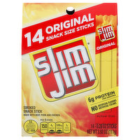 Slim Jim Smoked Snack Stick, Original, Snack Size, 14 Pack - 14 Each 