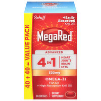 MegaRed Omega-3s, 500 mg, Advanced, 4 in 1, Softgels, Value Pack - 80 Each 