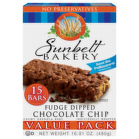 Sunbelt Bakery Granola Bars, Chocolate Chip, Chewy, Fudge Dipped, Value Pack