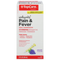 TopCare Pain & Fever, Oral Suspension, Infants', 160 mg, Grape Flavor - 2 Fluid ounce 