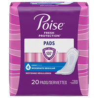 Poise Pads, Moderate, Regular Length - 20 Each