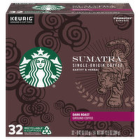 Starbucks Coffee, Ground, Dark Roast, Sumatra, K-Cup Pods - 32 Each 