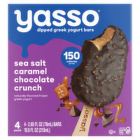 Yasso Yogurt Bars, Greek, Dipped, Sea Salt Caramel Chocolate Crunch, 4 Pack