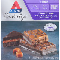 Atkins Dessert Bar, Chocolate Caramel Fudge, Treat - 5 Each 