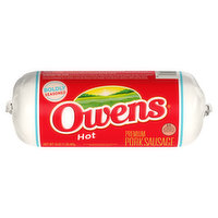 Owens Pork Sausage, Premium, Hot - 16 Ounce