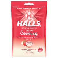Halls Drops, Creamy Strawberry Flavor, Throat Soothing