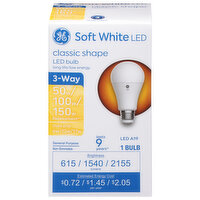 GE Light Bulb, LED, 3-Way, Classic Shape, Soft White, 6/12/17 Watts - 1 Each 