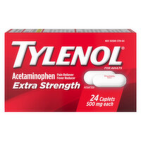 Tylenol Acetaminophen, Extra Strength, 500 mg, for Adults, Caplets - 24 Each 