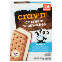 Crav'n Flavor Ice Cream Sandwiches, Vanilla - 24 Each 