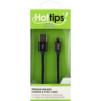 Hottips Cable, Premium, Charge & Sync, Braided, 6 Ft - 1 Each 