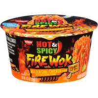 Nissin Asian Noodles in Sauce, Stir Fry, Molten Chili Chicken Flavor, Hot & Spicy - 4.37 Ounce 