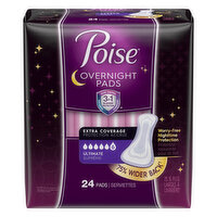 Poise Pads, Overnight, Ultimate, Extra Coverage - 24 Each 